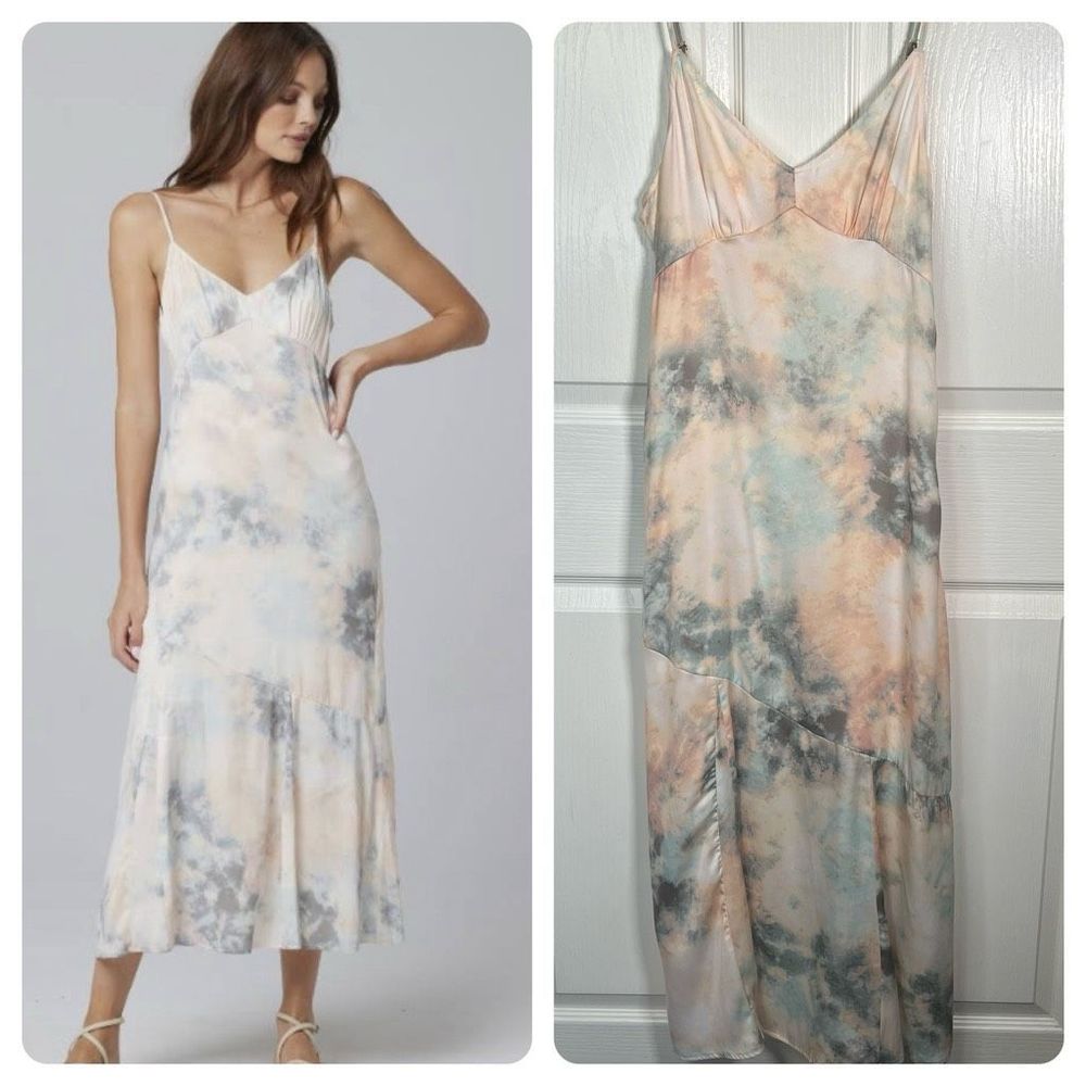 Saltwater LUXE Tie-Dye Midi Dress in Blue and Peach